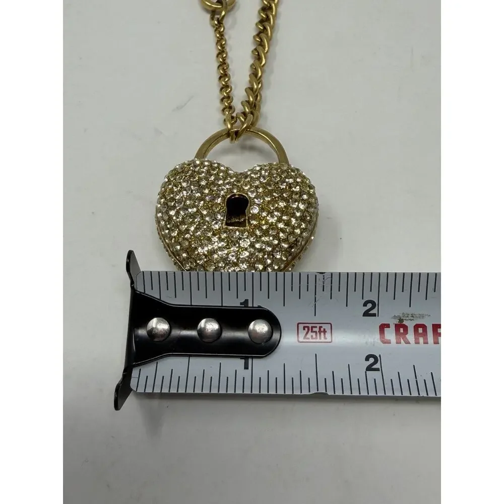 Juicy Couture Vintage Pave Crystal Heart Bag Charm Key Chain Rhinestone Puffy Lg
